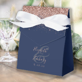 Caixinha De Lembrancinhas Casamento Moderno com Brilho Azul Navy e Dourado R