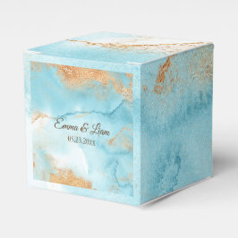 Caixinha De Lembrancinhas Casamento Moderno com Script Turquoise Abstrato Na