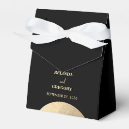 Caixinha De Lembrancinhas Casamento moderno de preto e Abstrato Dourado cont