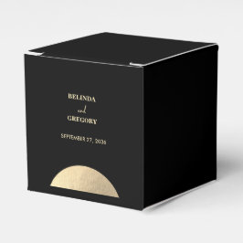 Caixinha De Lembrancinhas Casamento moderno de preto e Abstrato Dourado cont