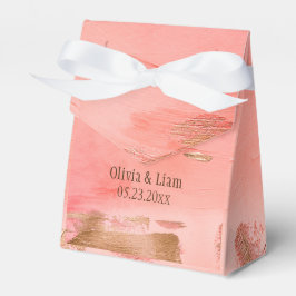 Caixinha De Lembrancinhas Casamento Moderno Elegante Dourado Peach Melon Bro