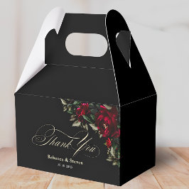 Caixinha De Lembrancinhas Casamento negro floral verde-esverdeado elegante