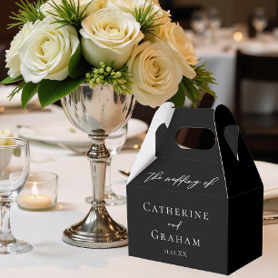 Caixinha De Lembrancinhas Casamento no inverno elegante branco preto simples
