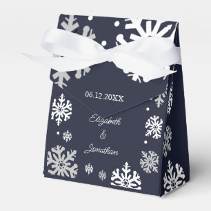Caixinha De Lembrancinhas Casamento no inverno marinho Azul Flocos de Neve