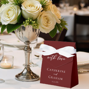 Caixinha De Lembrancinhas Casamento noturno minimalista da Elegante Burgundy