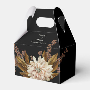 Caixinha De Lembrancinhas Casamento outono de Aquarela Floral Preta