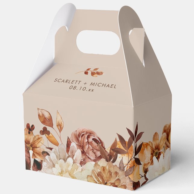 Caixinha De Lembrancinhas Casamento outono Elegante Rustico (Rustic Elegant Watercolor Fall Leaves Wedding Favor Boxes by Painted Paperie
)