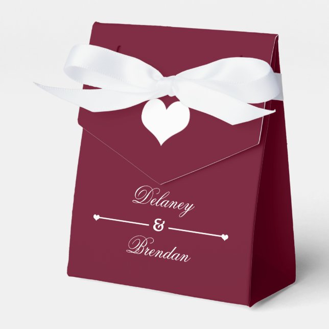 Caixinha De Lembrancinhas Casamento Personalizado (Burgundy) (Frente)