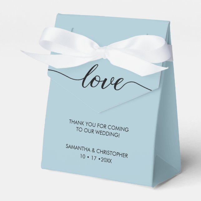 Caixinha De Lembrancinhas Casamento Personalizado De Azul Com Amor (Frente)