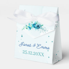 Caixinha De Lembrancinhas Casamento Personalizado de Flor Azul Elegante