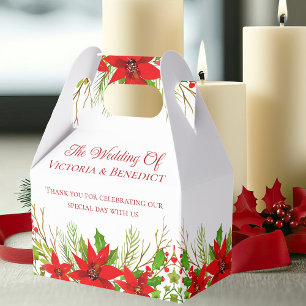 Caixinha De Lembrancinhas Casamento Personalizado de Poinsettia de Natal Ver