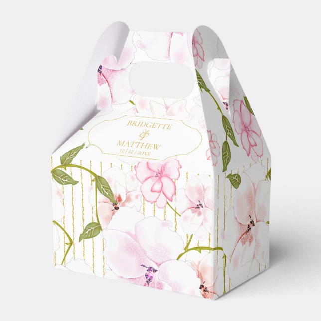 Caixinha De Lembrancinhas Casamento Personalizado de Rosas Rosa (Frente)