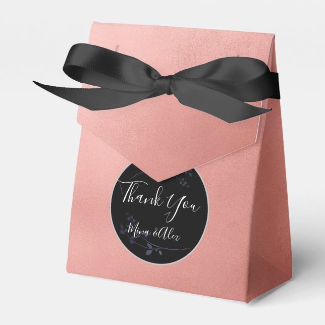 Caixinha De Lembrancinhas Casamento personalizado preto e branco mínimo (Frente)