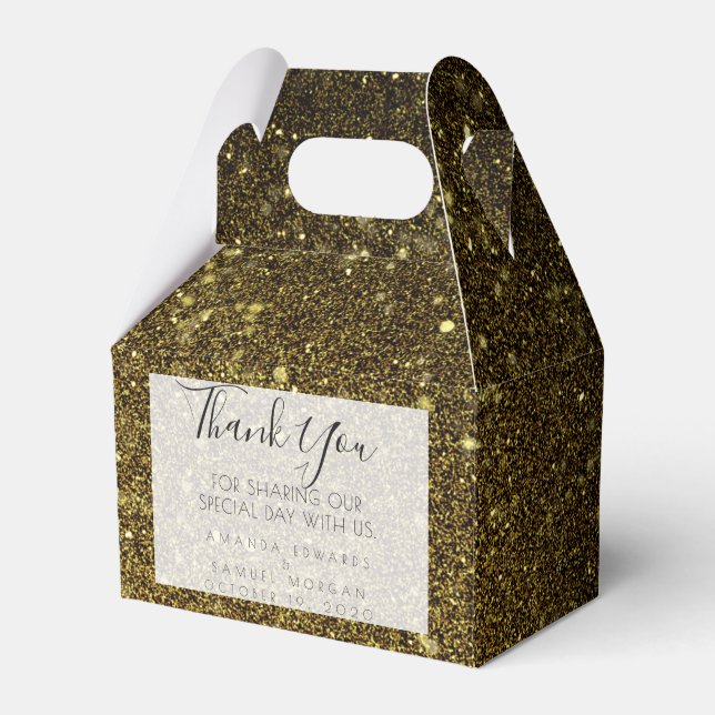 Caixinha De Lembrancinhas Casamento por Agato Negro e Dourado (Frente)