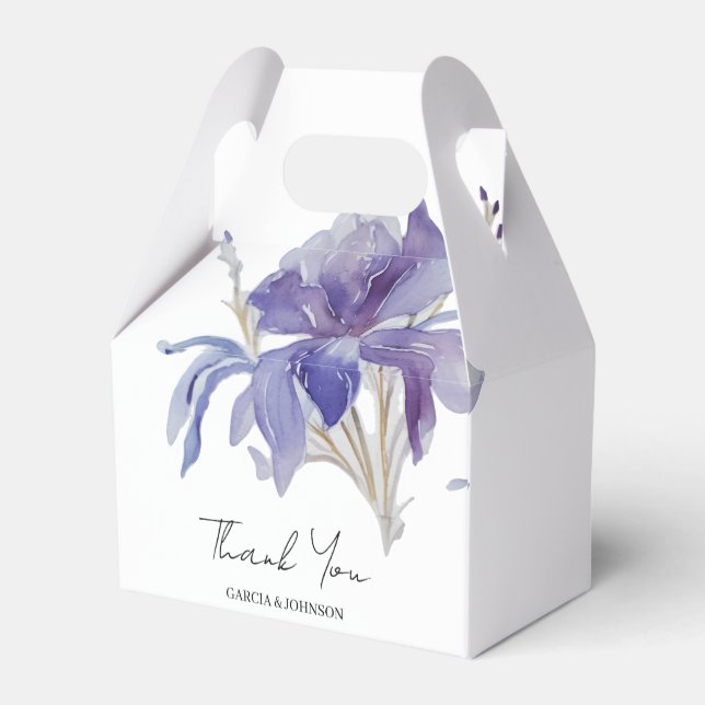 Caixinha De Lembrancinhas Casamento Purple Iris Watercolor (Verso)