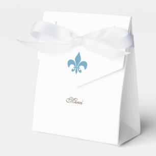 Caixinha De Lembrancinhas Casamento Regency French Blue Fleur de Lis Merci