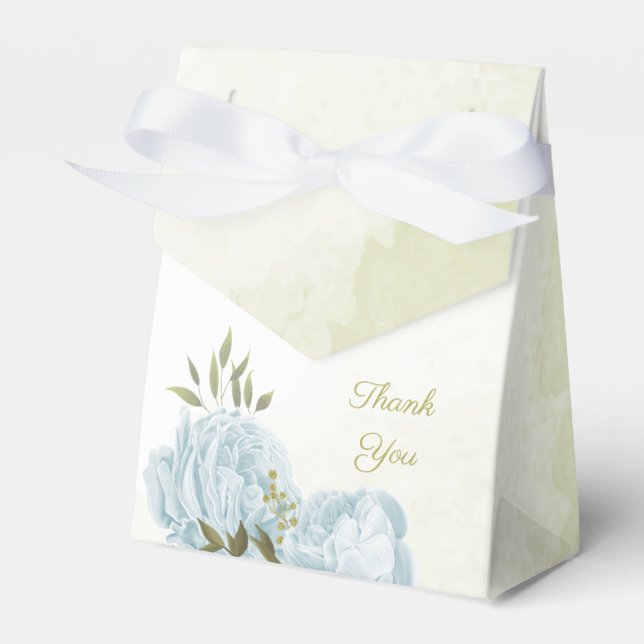 Caixinha De Lembrancinhas casamento romântico com flores azuis (Frente)