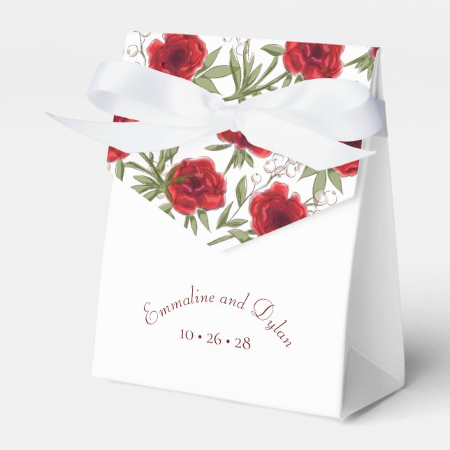 Caixinha De Lembrancinhas Casamento Romântico com Rosa Vermelha (Frente)