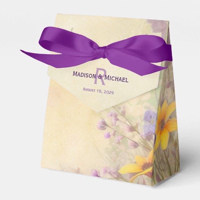 Caixinha De Lembrancinhas Casamento Romântico de Flores Selvagens (Frente)