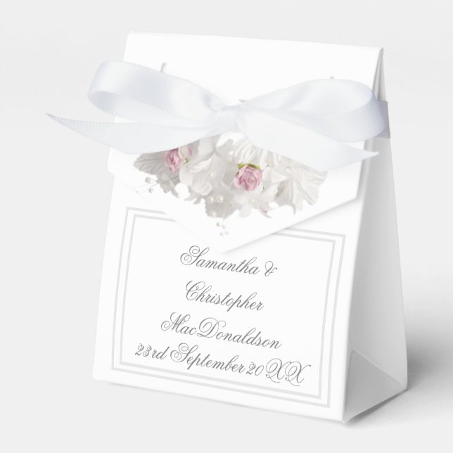 Caixinha De Lembrancinhas Casamento romântico floral branco (Frente)