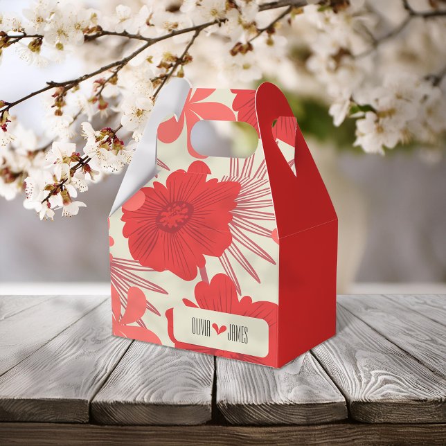 Caixinha De Lembrancinhas Casamento Romântico Vermelho Floral (Criador carregado)