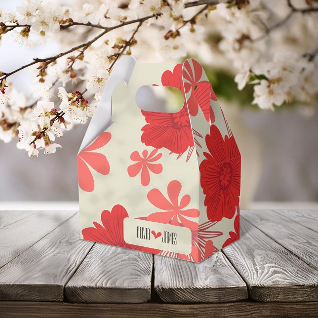 Caixinha De Lembrancinhas Casamento Romântico Vermelho Floral (Criador carregado)