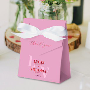 Caixinha De Lembrancinhas Casamento rosa-claro e vermelho