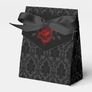 Caixinha De Lembrancinhas Casamento Rosa Damasko Preto Gótico