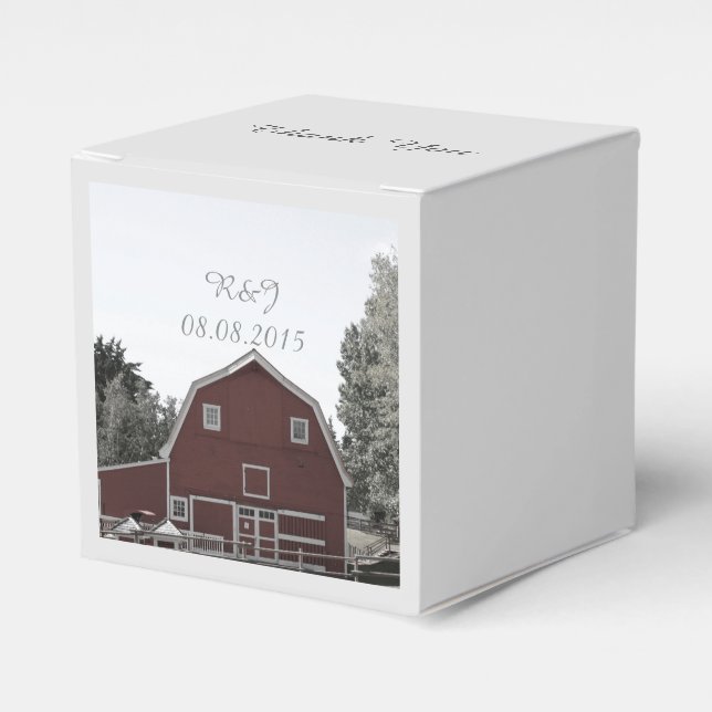 Caixinha De Lembrancinhas casamento ruivo do celeiro vermelho do casamento (Frente)