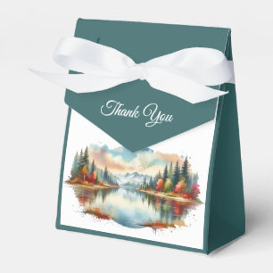 Caixinha De Lembrancinhas Casamento Rustic Autumn Lakeside Forest