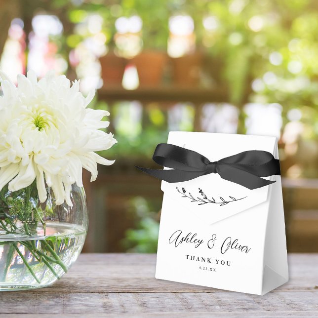 Caixinha De Lembrancinhas Casamento Rustic Boho Black & White Wildflower (Criador carregado)