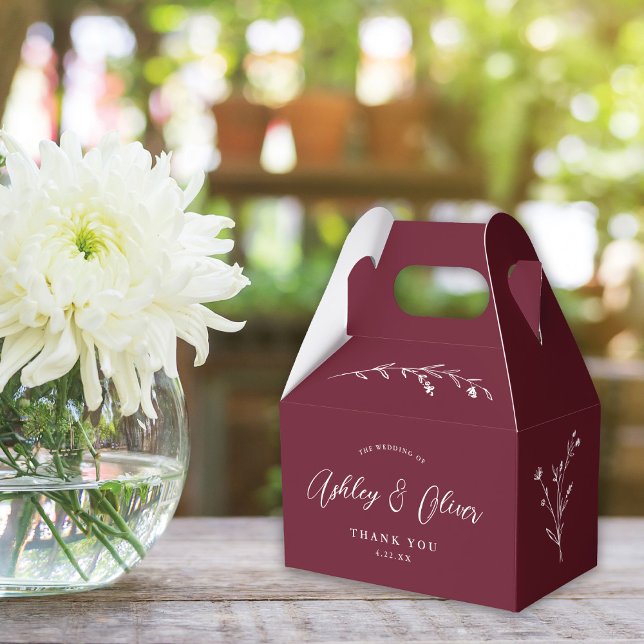 Caixinha De Lembrancinhas Casamento Rustic Boho Burgundy - Scripts Wildflowe (Criador carregado)
