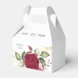 Caixinha De Lembrancinhas Casamento Rustic Burgundy Red Floral