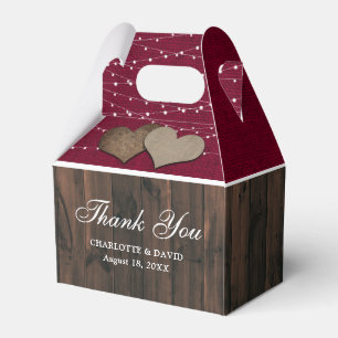 Caixinha De Lembrancinhas Casamento Rustic Country Burgundy Obrigado