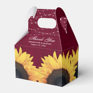 Caixinha De Lembrancinhas Casamento Rustic Country Burgundy Sunflower