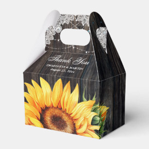 Caixinha De Lembrancinhas Casamento Rustic Country Sunflower Obrigado
