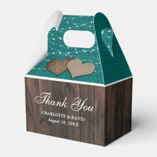 Caixinha De Lembrancinhas Casamento Rustic Country Teal Obrigado
