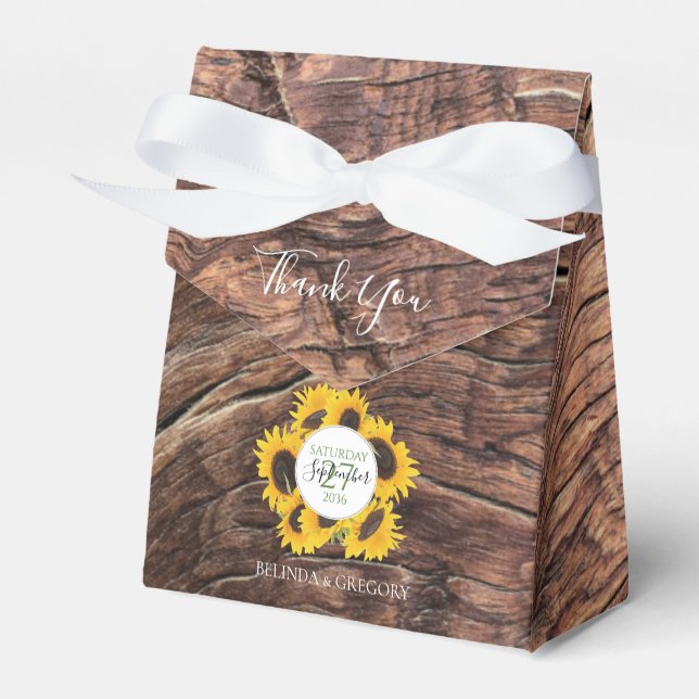 Caixinha De Lembrancinhas Casamento Rustic Sunflower (Frente)
