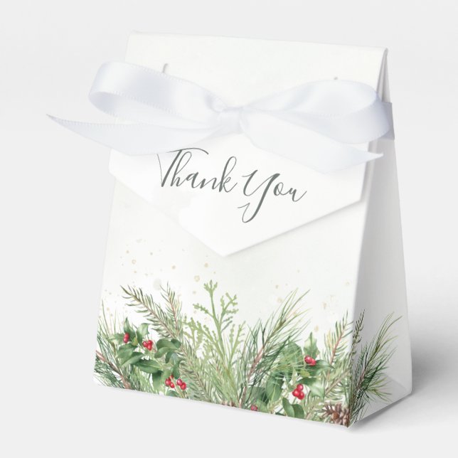 Caixinha De Lembrancinhas Casamento Rustic Winter Greenery Berries Pine Cone (Frente)