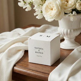 Caixinha De Lembrancinhas Casamento Simples Branco Clássico Monograma