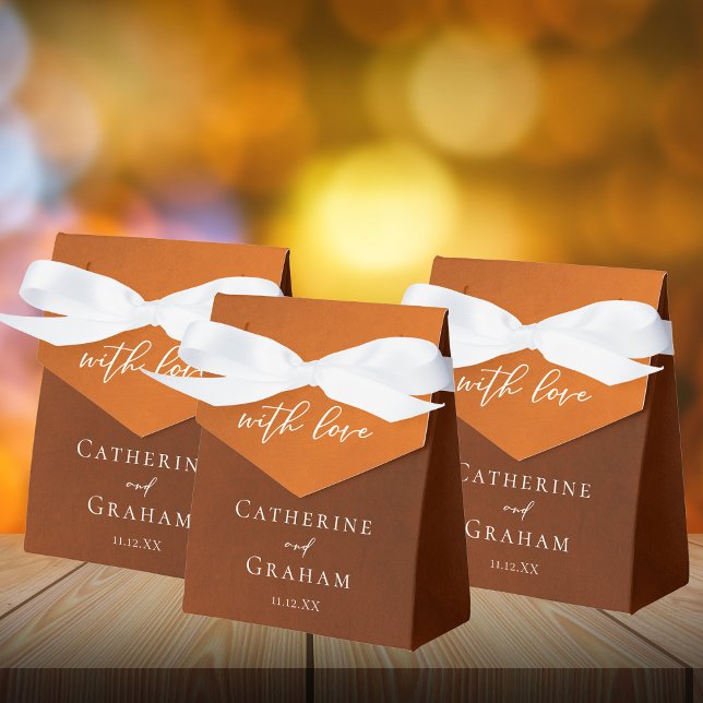 Caixinha De Lembrancinhas Casamento Simples de Outono Rustic Burnt Orange (Criador carregado)