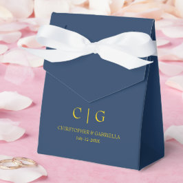 Caixinha De Lembrancinhas Casamento Simples Formal Azul Marinho e Dourado