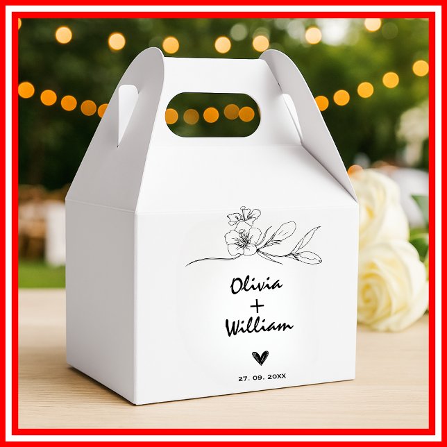 Caixinha De Lembrancinhas Casamento Simples Moderno Mínimo de Flor Elegante (Criador carregado)