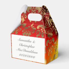 Caixinha De Lembrancinhas Casamento tema damasco amarelo alaranjado e dourad