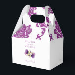 Caixinha De Lembrancinhas Casamento tema damasco magenta bem-vindo<br><div class="desc">Caixa de Casamento tema damasco magenta. Floral.</div>
