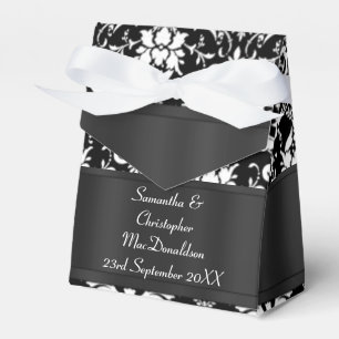 Caixinha De Lembrancinhas Casamento tema damasco preto e branco