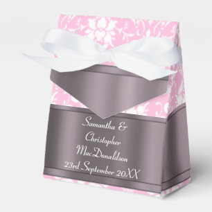 Caixinha De Lembrancinhas Casamento tema damasco rosa e branco