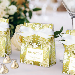 Caixinha De Lembrancinhas Casamento tema damasco Verde Dourado Retroativo