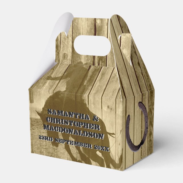 Caixinha De Lembrancinhas Casamento temático da fazenda do cowboy ocidental (Frente)