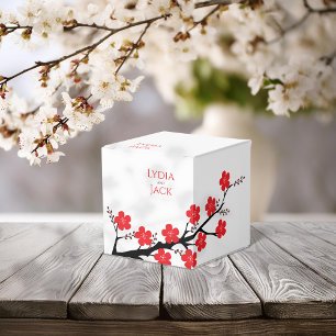 Caixinha De Lembrancinhas Casamento Temático de Flor de Cerejeira Vermelha